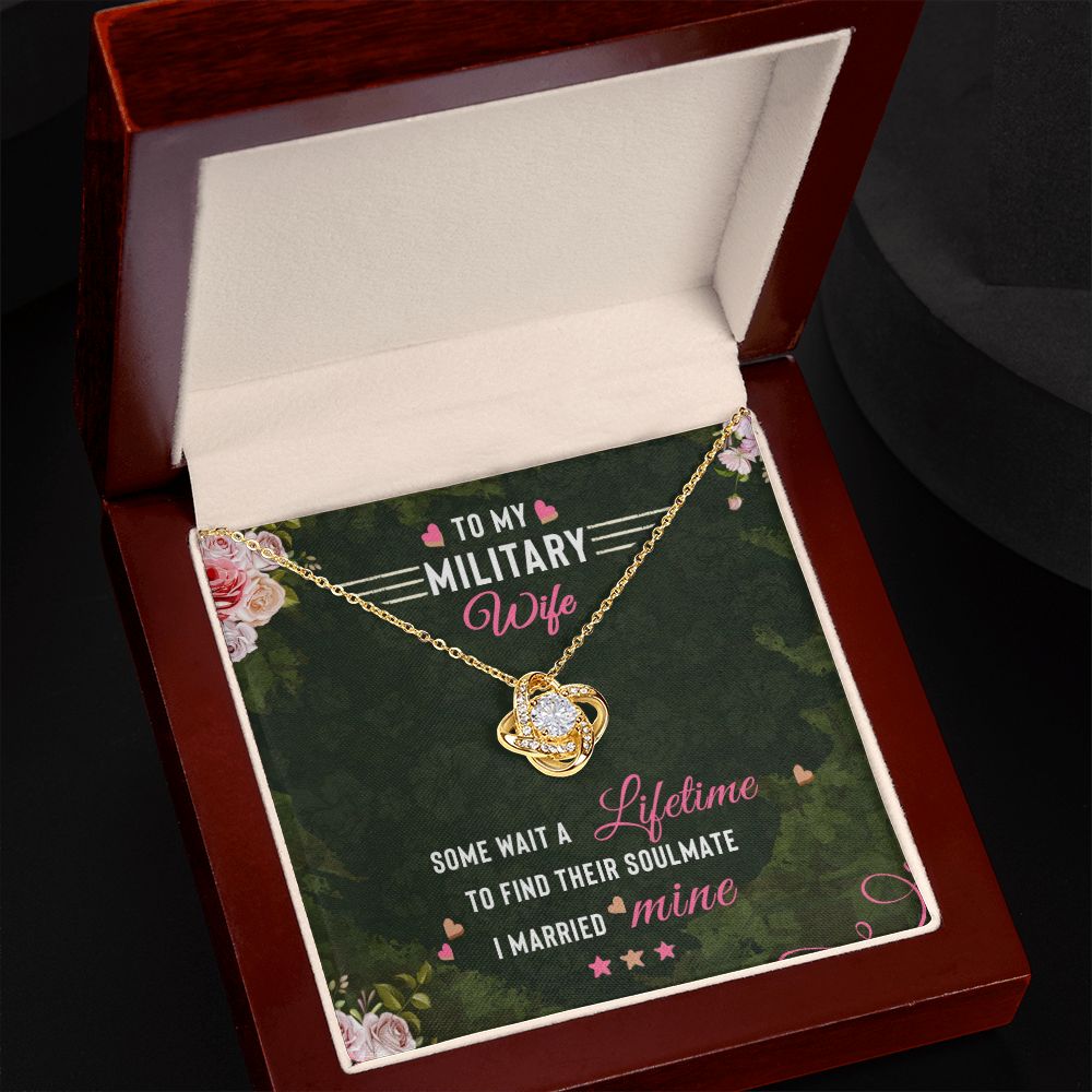 To My Military Wife - Love Knot Necklace