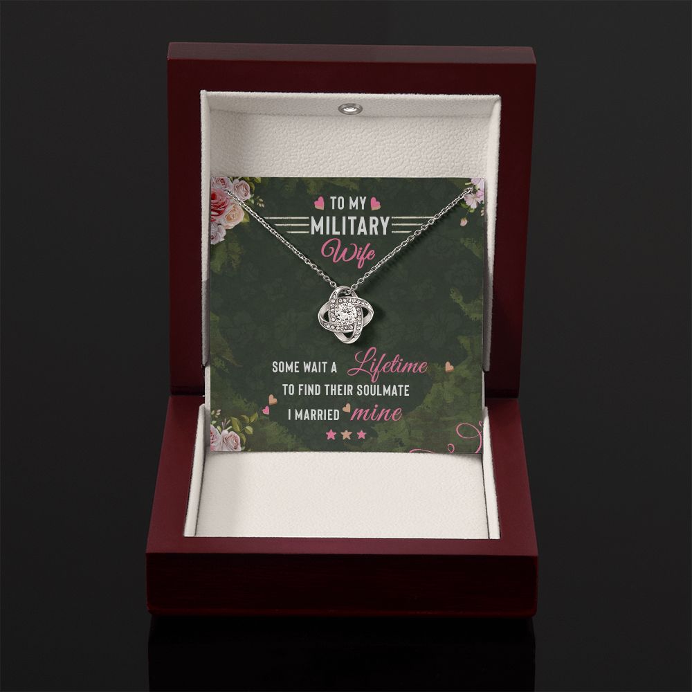 To My Military Wife - Love Knot Necklace