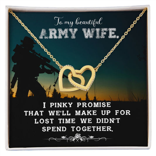 To My Beautiful Army Wife -  Interlocking Hearts Necklace
