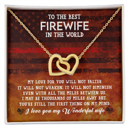To My Firelighter Wife - Interlocking Hearts Necklace