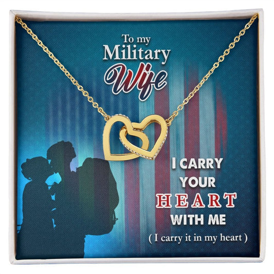 To My Military Wife -  Interlocking Hearts Necklace