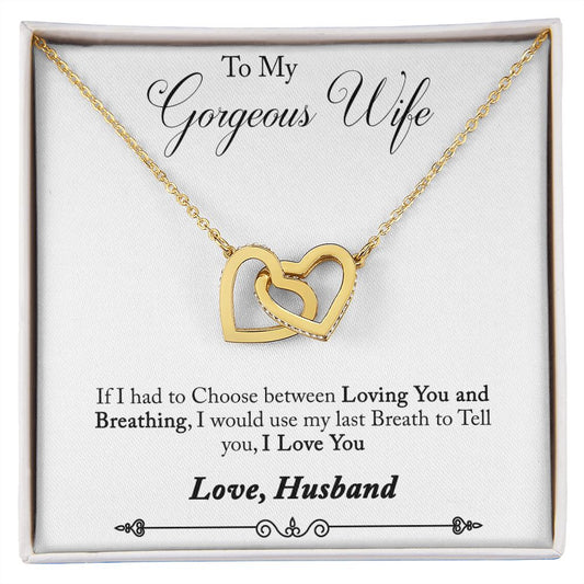 To My Gorgeous Wife -  Interlocking Hearts Necklace