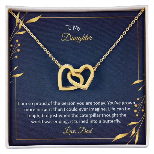 To My Daughter - Interlocking Hearts Necklace