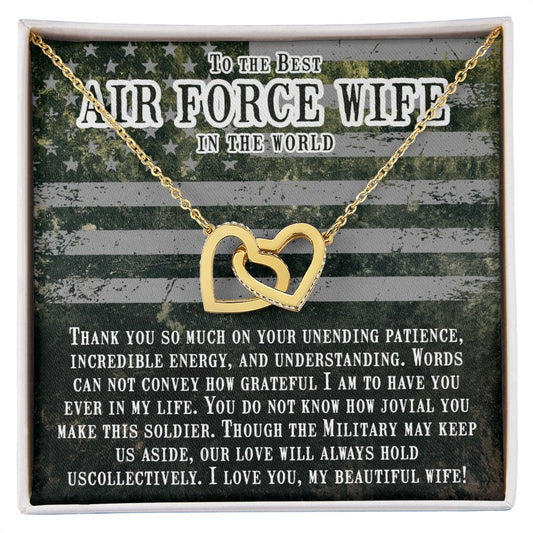 To The Best Air force wife -  Interlocking Hearts Necklace