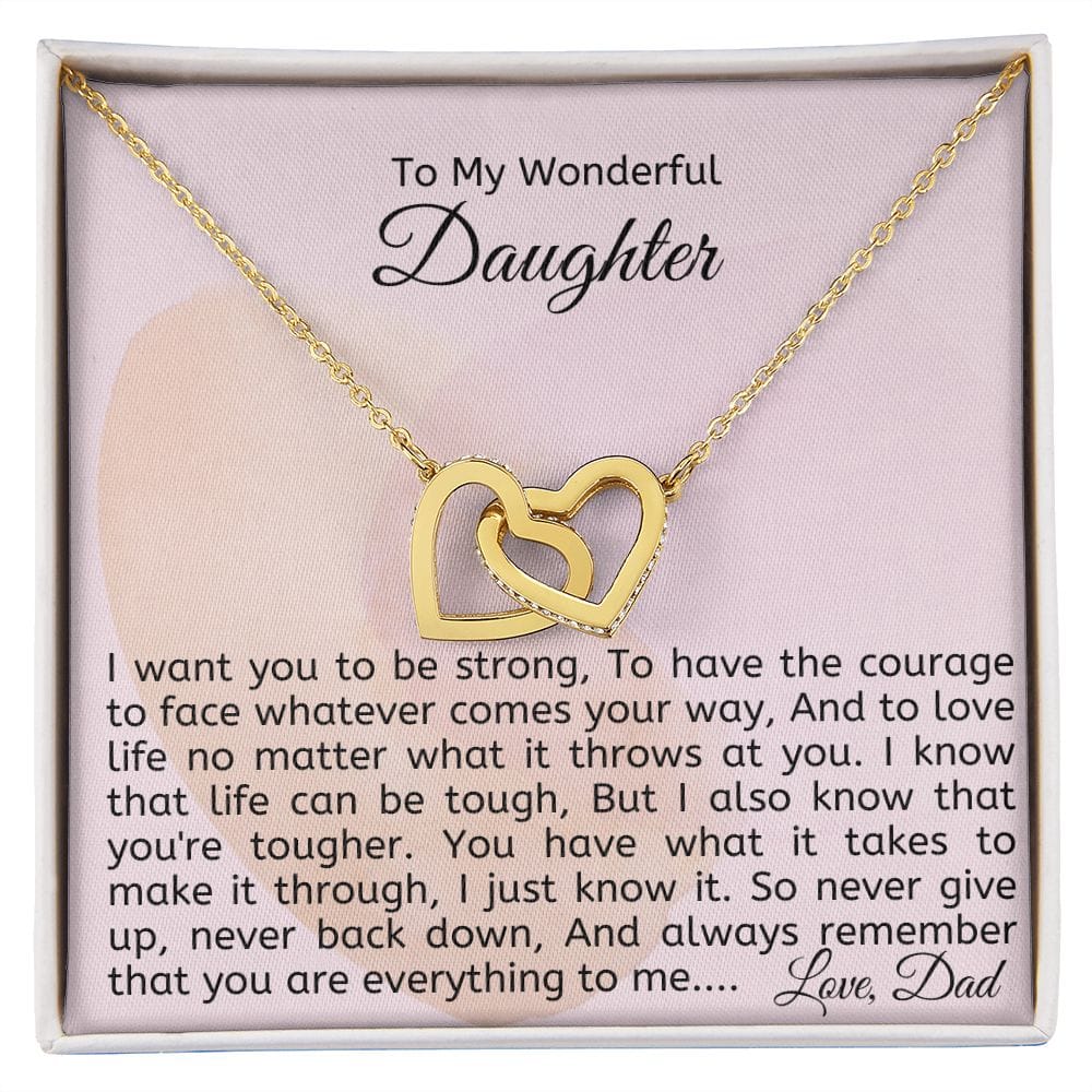To My Wonderful Daughter - Interlocking Hearts Necklace