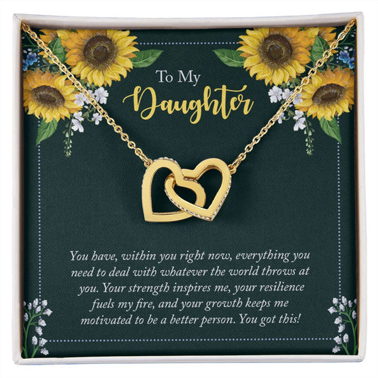 To My Daughter - Interlocking Hearts Necklace