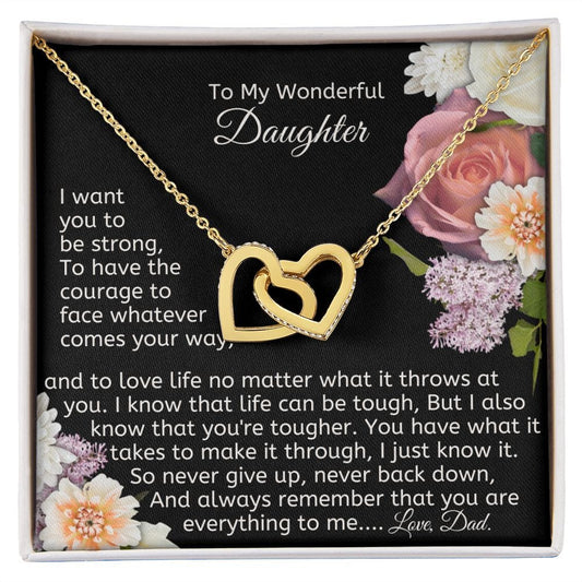 To My Wonderful Daughter - Interlocking Hearts Necklace