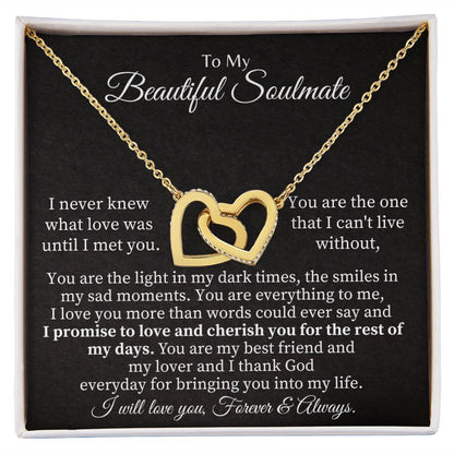 To My Beautiful Soulmate - Interlocking Hearts Necklace
