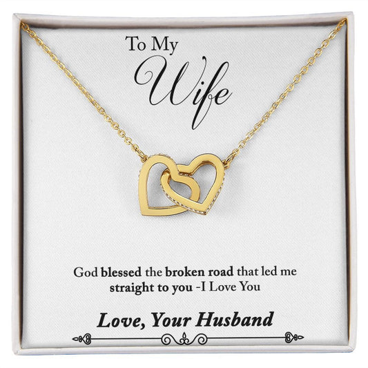 To My Wife -  Interlocking Hearts Necklace
