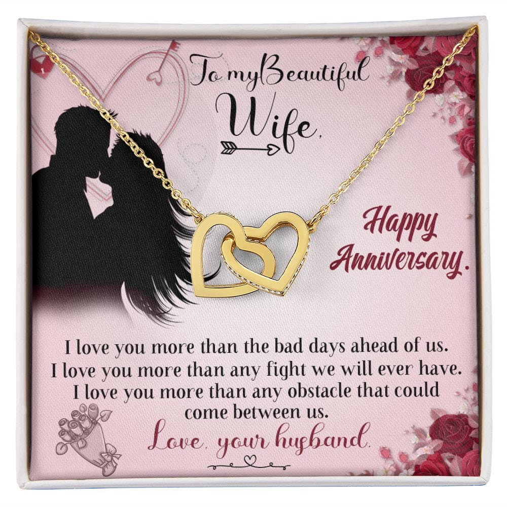 To My Beautiful Wife - Interlocking Hearts Necklace