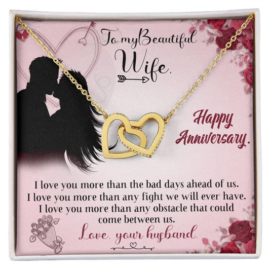 To My Beautiful Wife - Interlocking Hearts Necklace