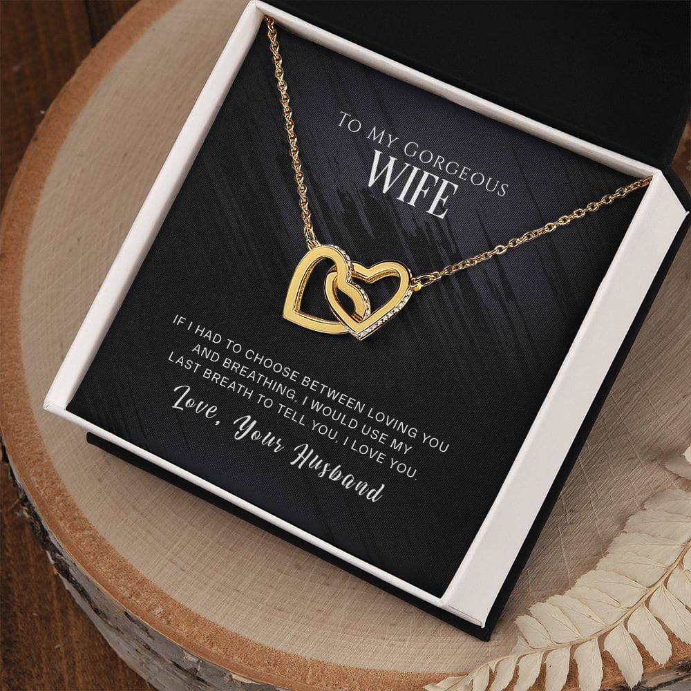 To My Gorgeous Wife - Interlocking Hearts Necklace