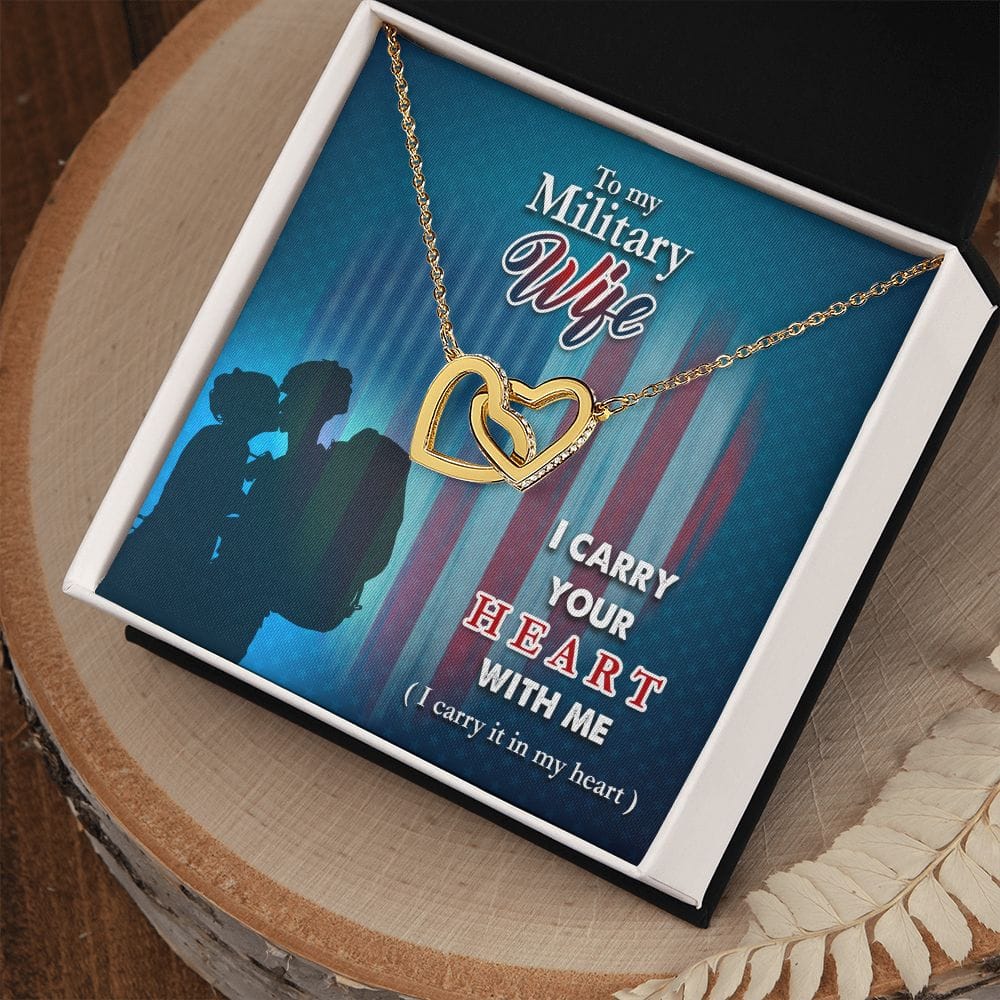 To My Military Wife -  Interlocking Hearts Necklace