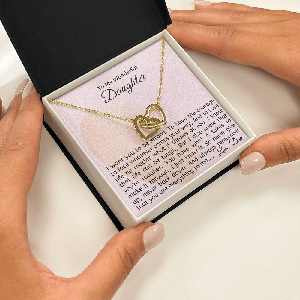 To My Wonderful Daughter - Interlocking Hearts Necklace