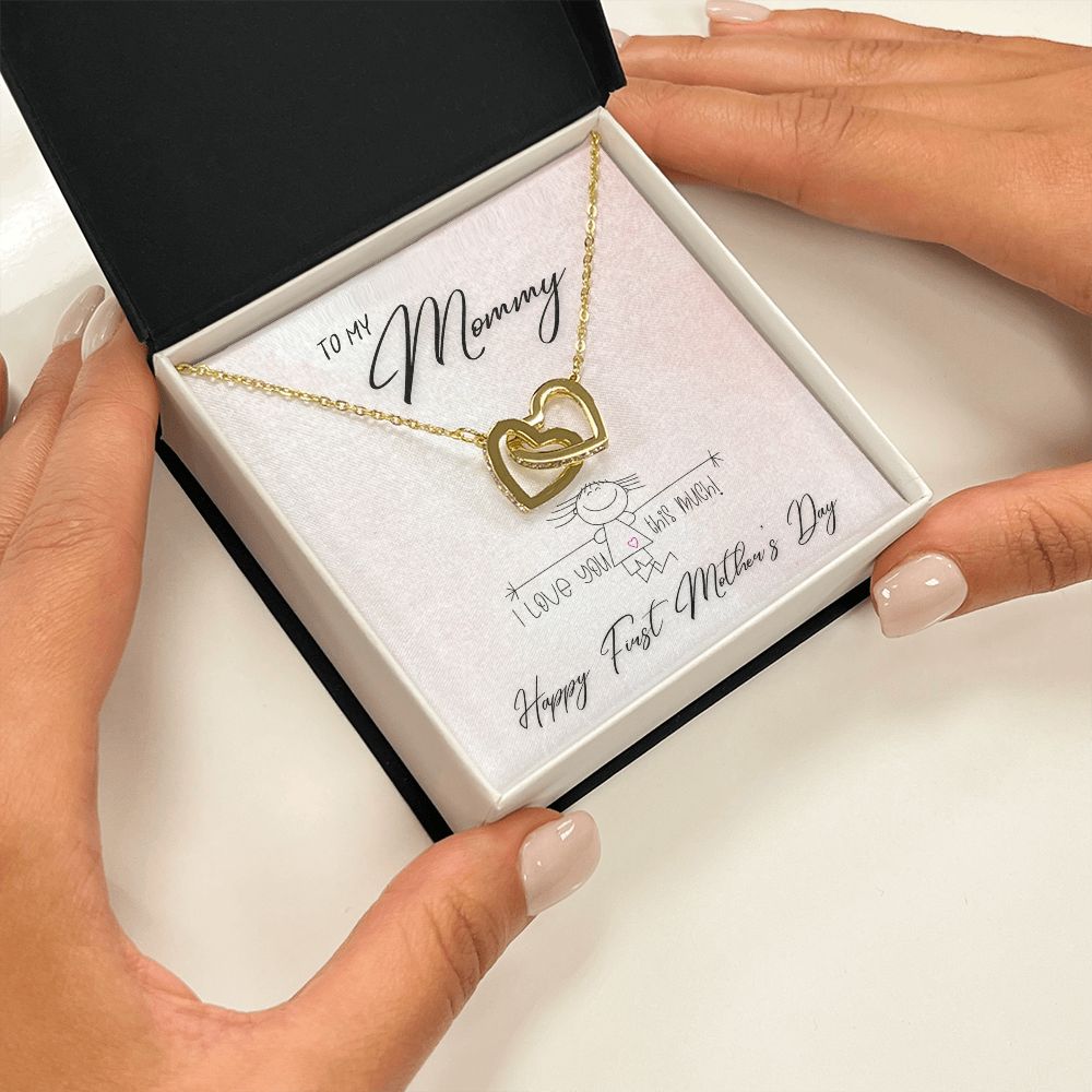 To My Mommy, Happy First Mothers Day - Interlocking Hearts Necklace