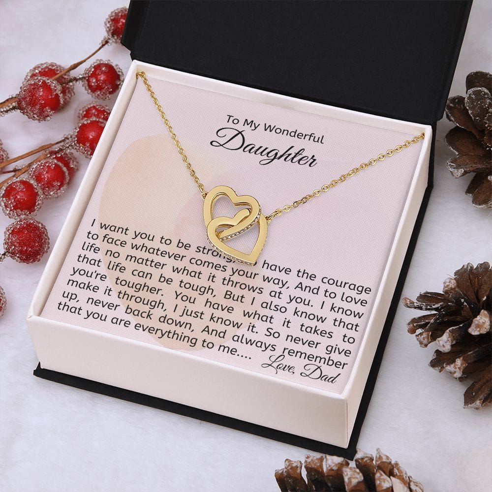 To My Wonderful Daughter - Interlocking Hearts Necklace