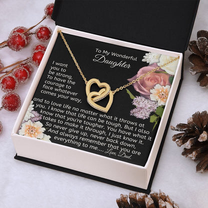 To My Wonderful Daughter - Interlocking Hearts Necklace