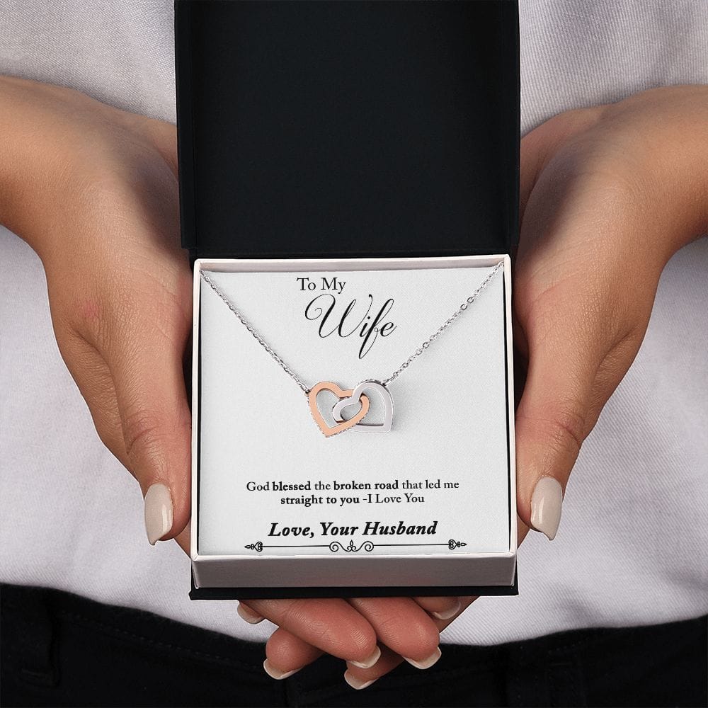 To My Wife -  Interlocking Hearts Necklace