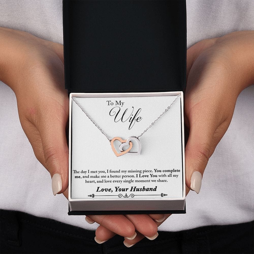 To My Wife -  Interlocking Hearts Necklace