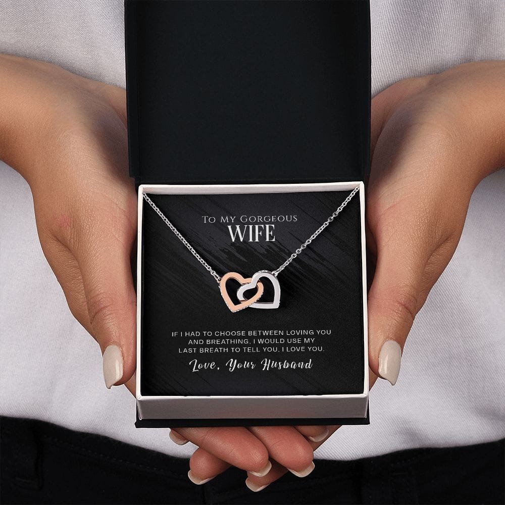 To My Gorgeous Wife - Interlocking Hearts Necklace
