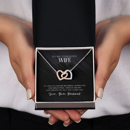 To My Gorgeous Wife - Interlocking Hearts Necklace