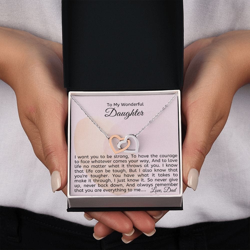 To My Wonderful Daughter - Interlocking Hearts Necklace