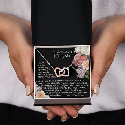 To My Wonderful Daughter - Interlocking Hearts Necklace