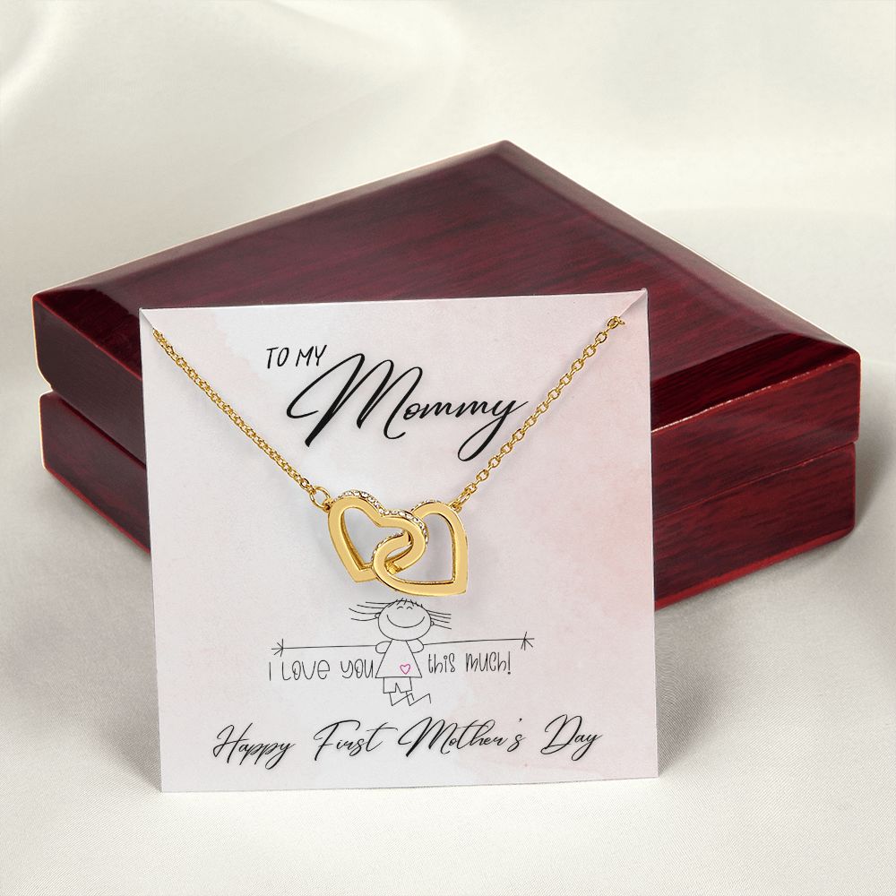 To My Mommy, Happy First Mothers Day - Interlocking Hearts Necklace