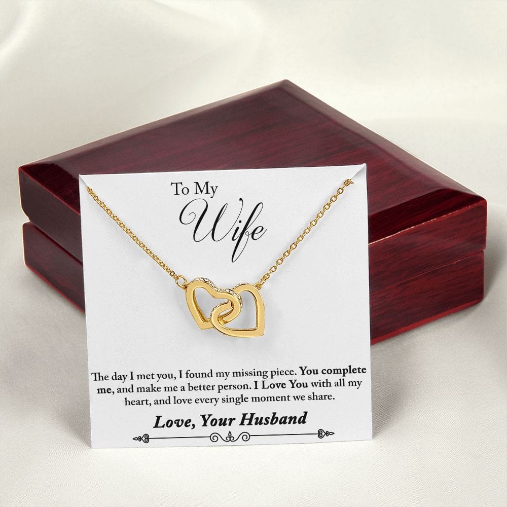 To My Wife -  Interlocking Hearts Necklace