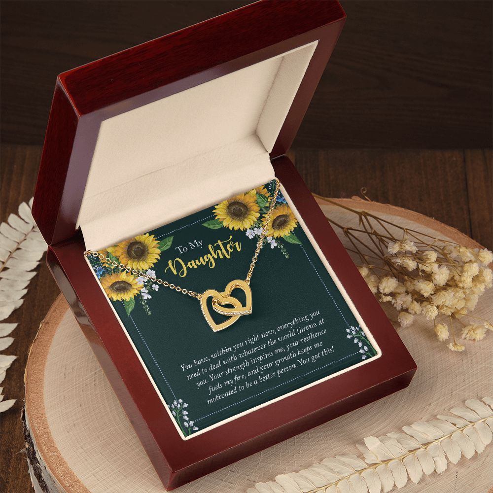 To My Daughter - Interlocking Hearts Necklace