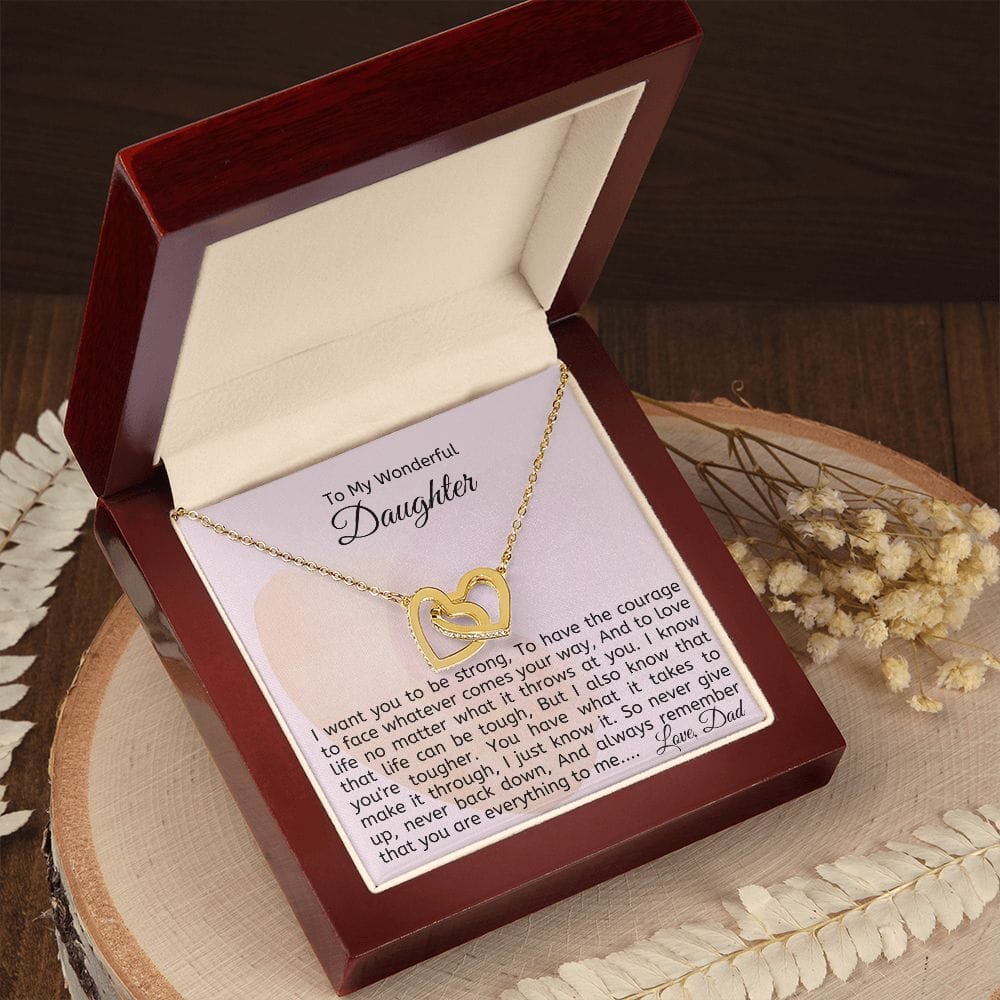 To My Wonderful Daughter - Interlocking Hearts Necklace
