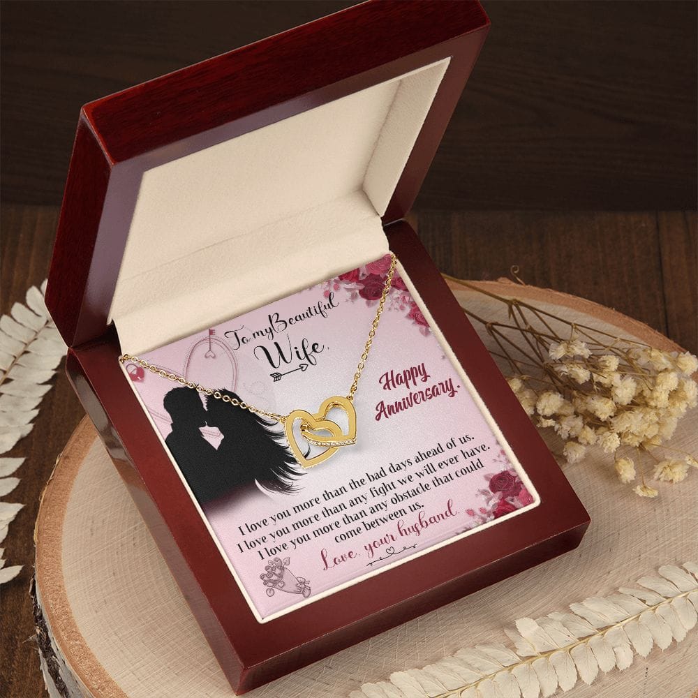 To My Beautiful Wife - Interlocking Hearts Necklace