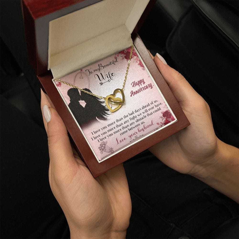 To My Beautiful Wife - Interlocking Hearts Necklace