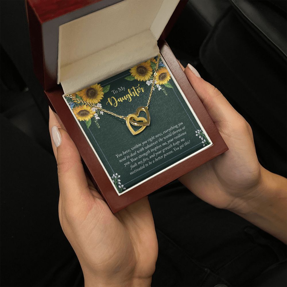 To My Daughter - Interlocking Hearts Necklace