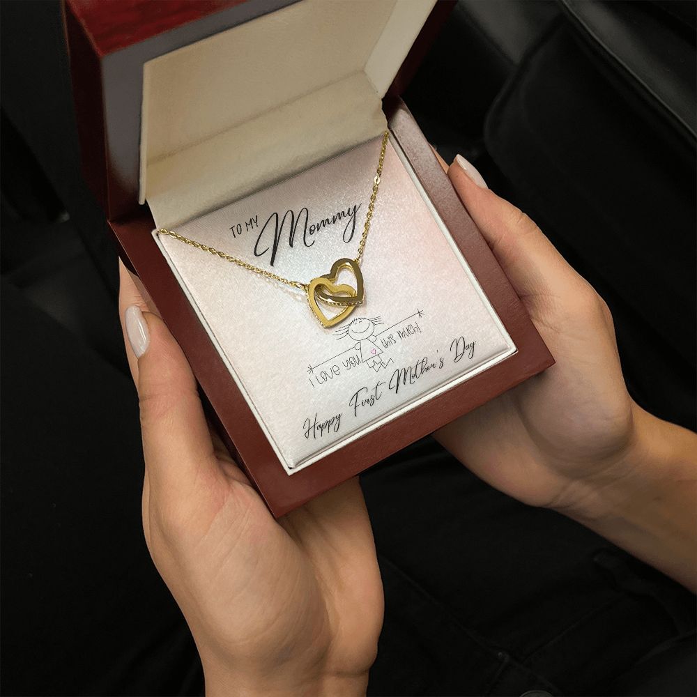 To My Mommy, Happy First Mothers Day - Interlocking Hearts Necklace