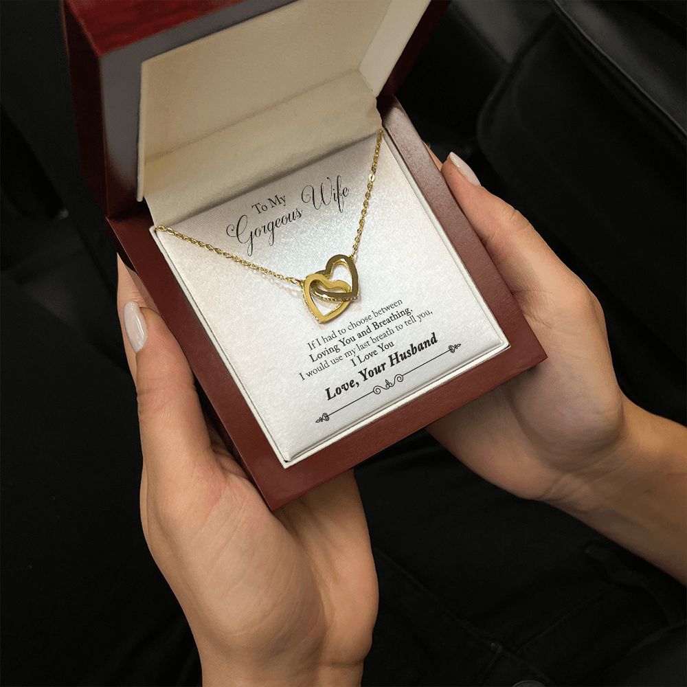 To My Gorgeous Wife  -  Interlocking Hearts Necklace