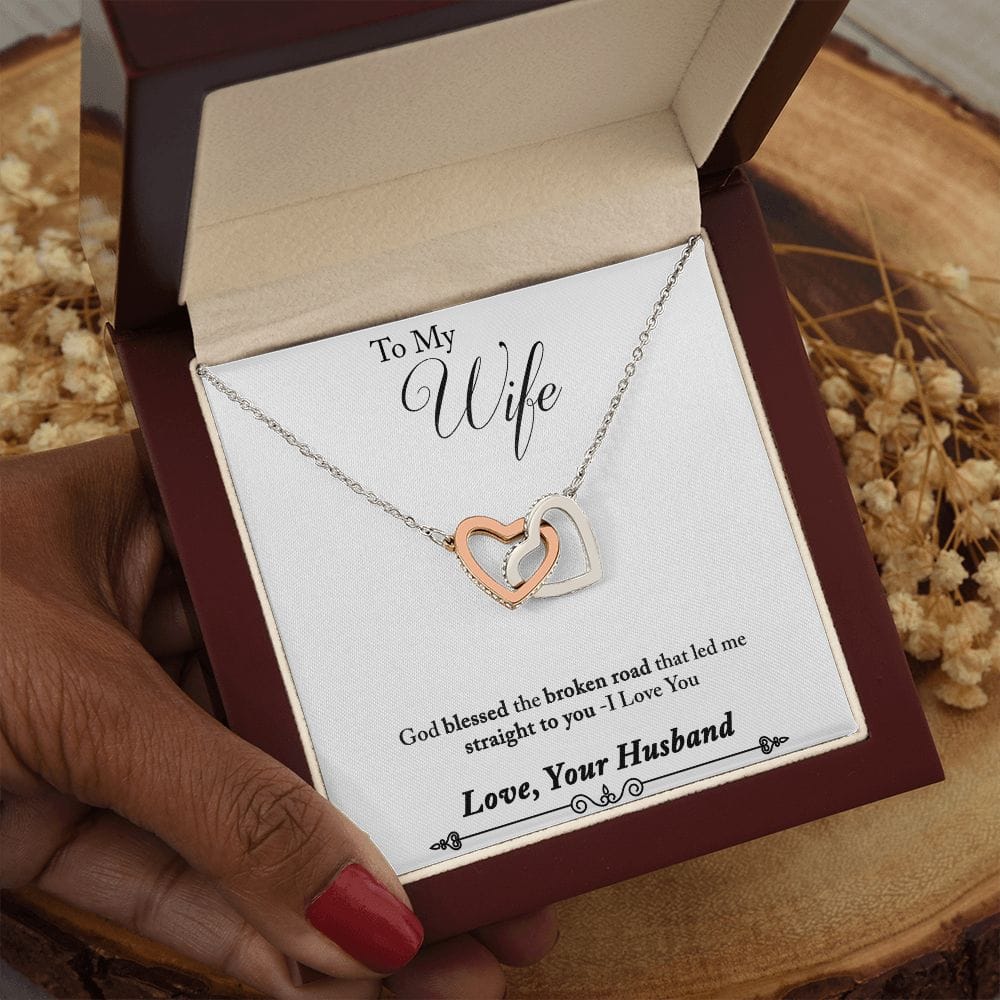 To My Wife -  Interlocking Hearts Necklace