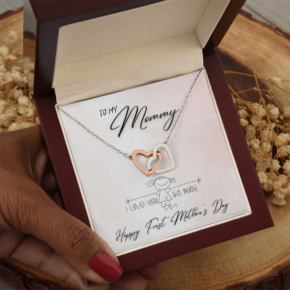 To My Mommy, Happy First Mothers Day - Interlocking Hearts Necklace