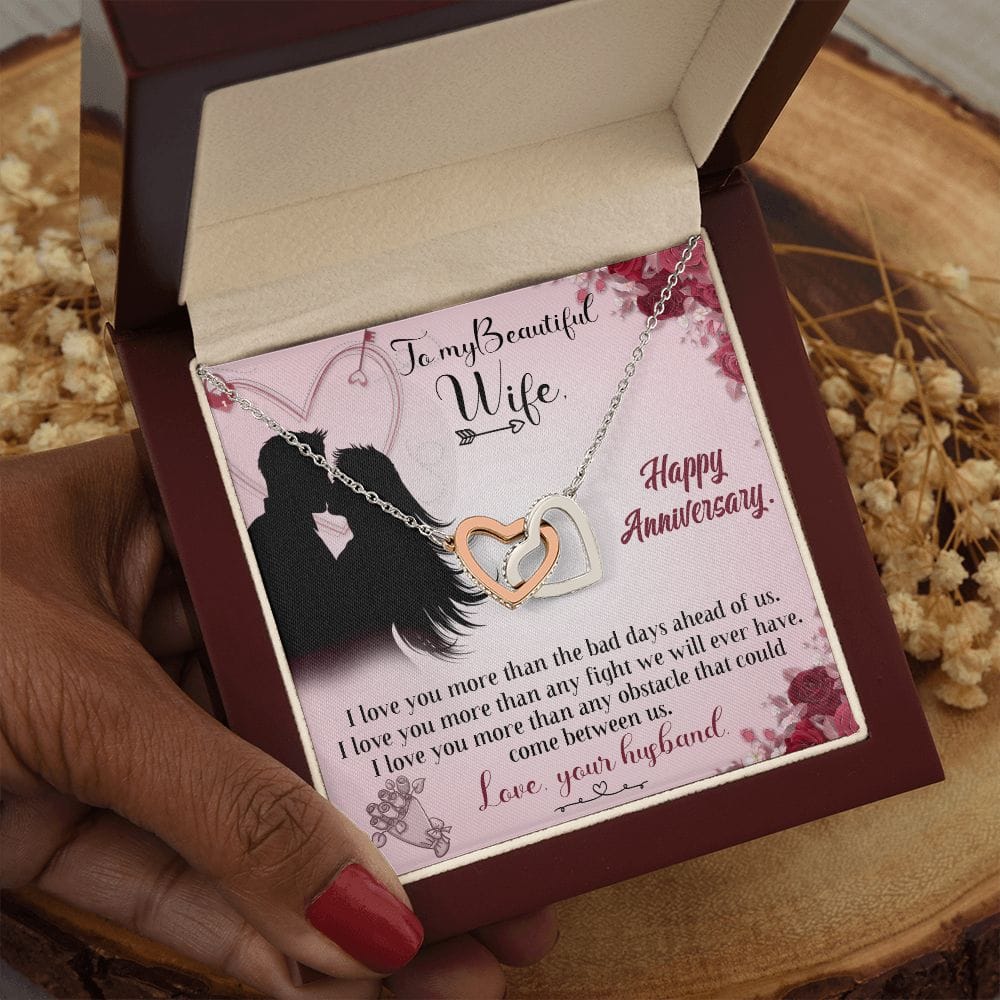 To My Beautiful Wife - Interlocking Hearts Necklace