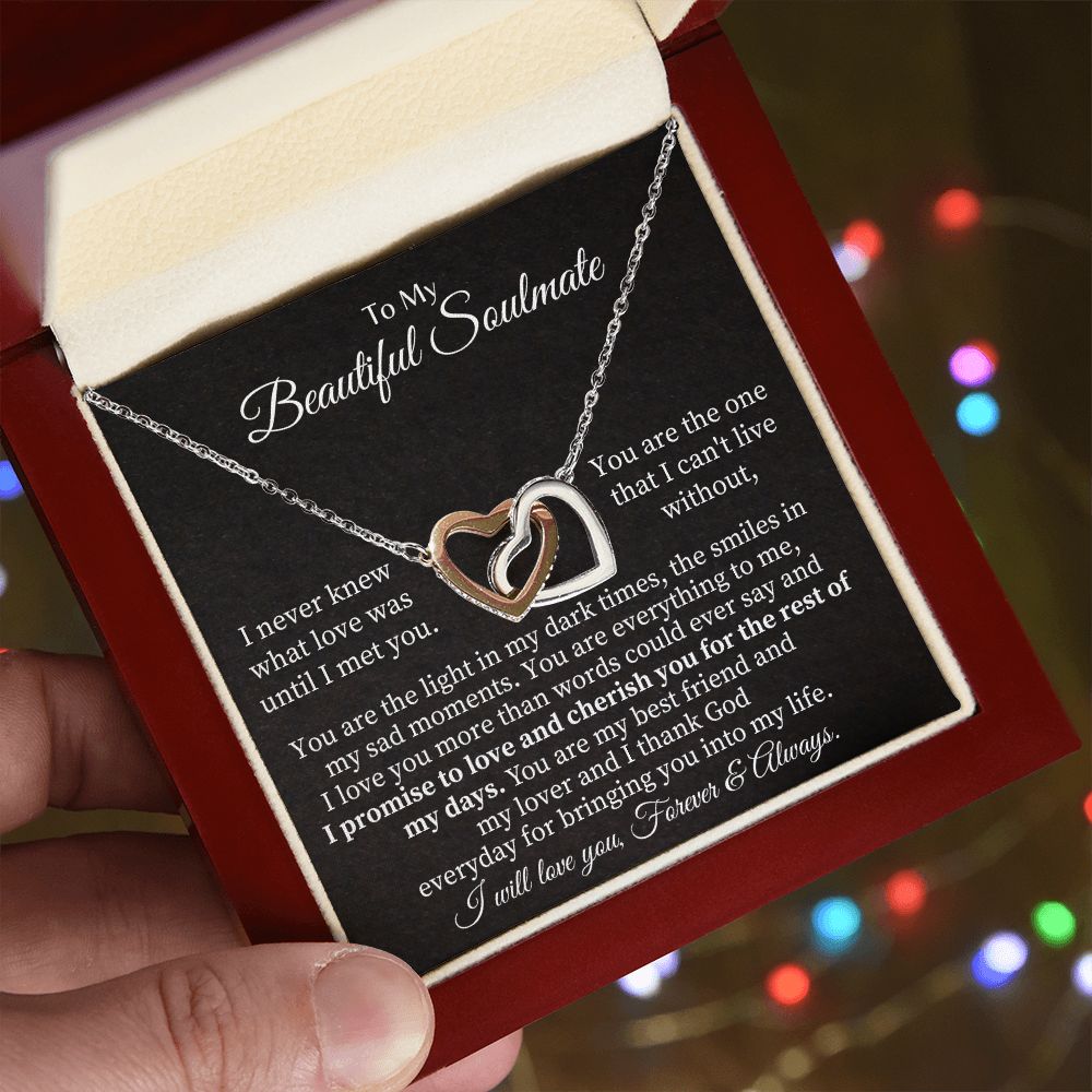 To My Beautiful Soulmate - Interlocking Hearts Necklace