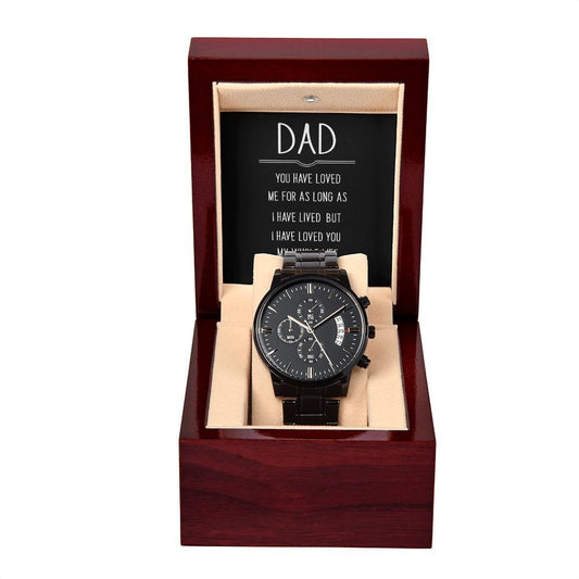 Men's Watch, To Dad - Black Chronograph Watch With Card