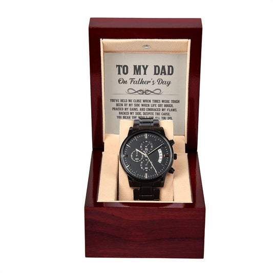 To My Dad on Father's Day - Black Chronograph Watch With Card