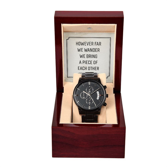 Soulmate Gift For Men -  Black Chronograph Watch With Card