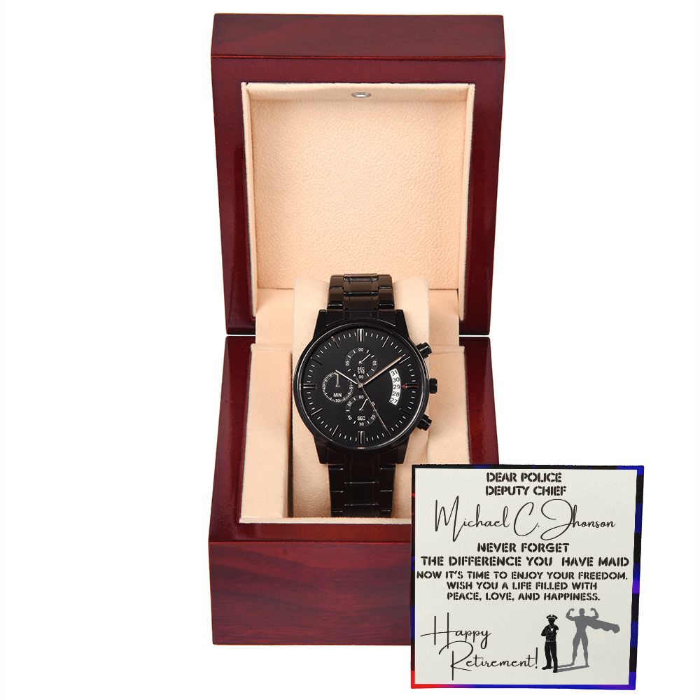Police Retirement  - Black Watch With Card