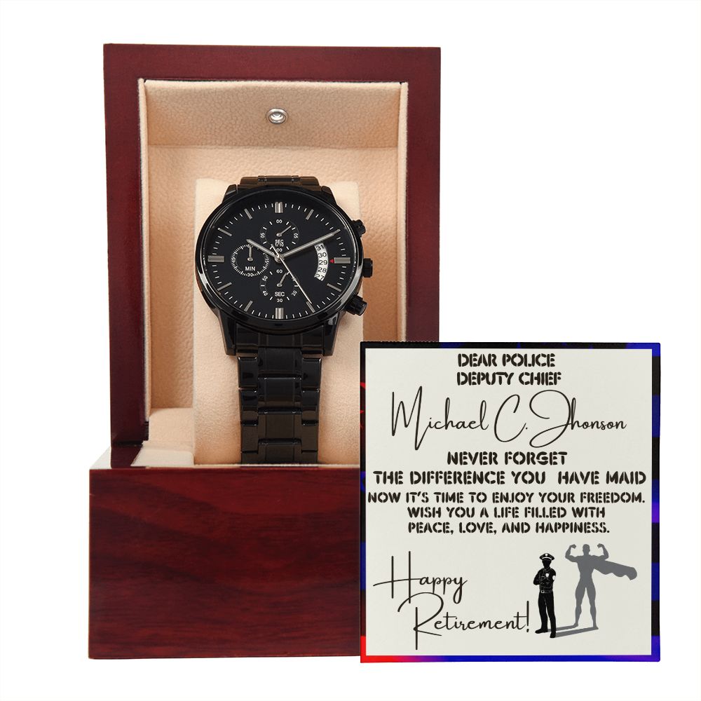 Police Retirement  - Black Watch With Card