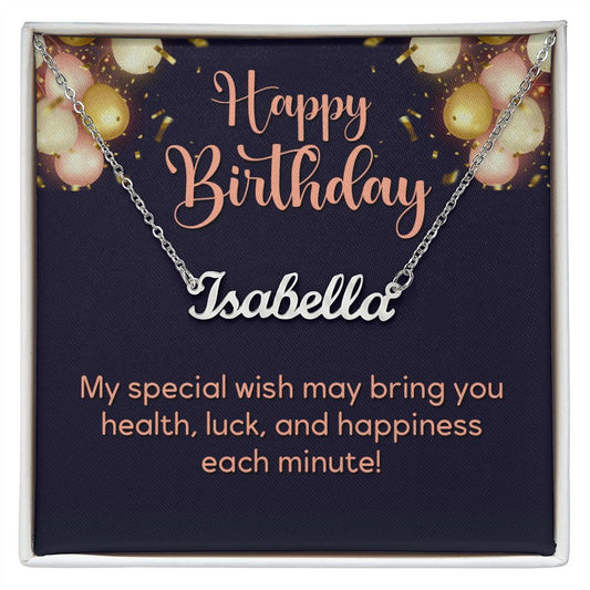 Happy Birthday - For you - Dear Wife - Custom Name Necklace with Card