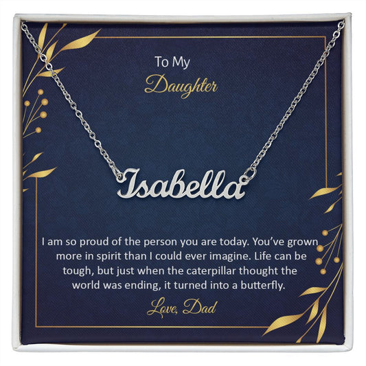 To My Daughter - Name Necklace With Card