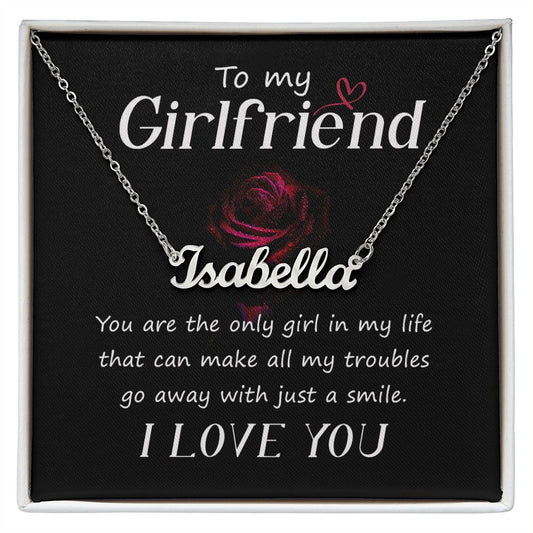 To My Girlfriend - Custom Name Necklace with Card