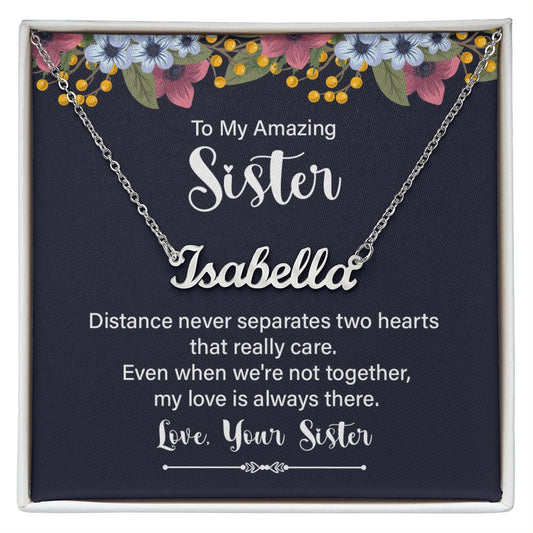 To My Amazing Sister - Custom Name Necklace with Card