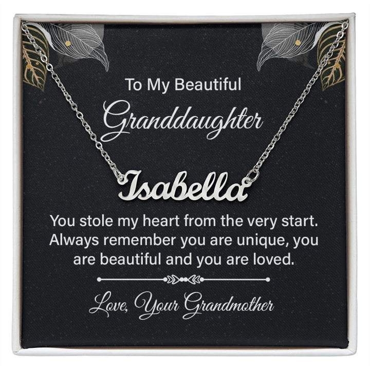 To My Beautiful Granddaughter - Custom Name Necklace with Card